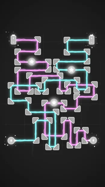 Laser: Relaxing and Satisfying board with two coloured beams crossing the grid