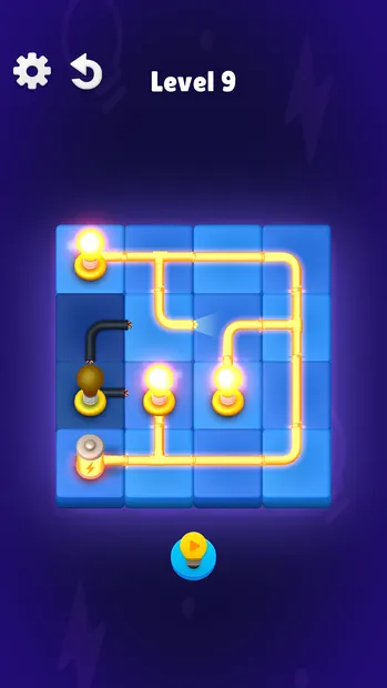 Light Connect early level with one short yellow circuit on a small grid