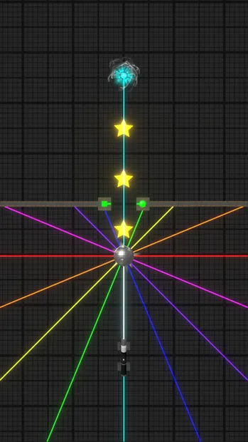 Light Ignite scene with a beam fanning into many coloured rays