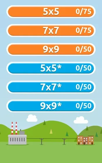 Powerline board size menu listing the available field sizes